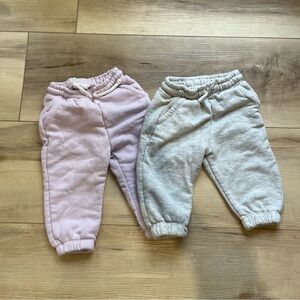 Zara Kids Sweatpants Contrast Trim Plush Pants set of 2